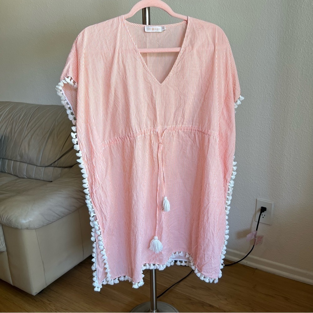 TORY BURCH
Ticking Stripe Caftan w/ Tassel Trim Size XS - Picture 2 of 8